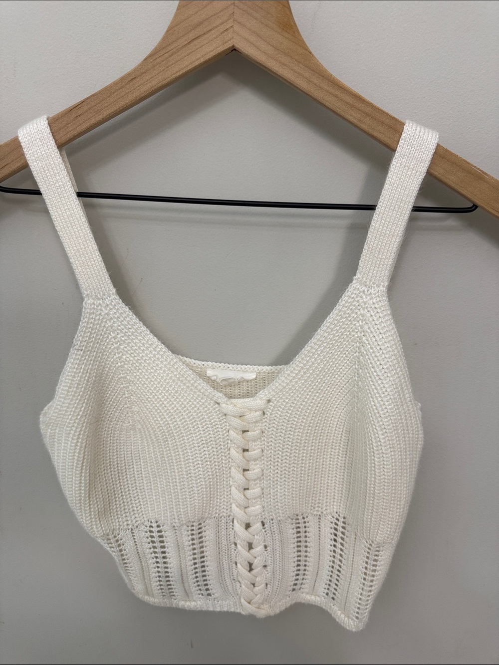 White Knit Lace-Up Crop Tank - Women’s Crop Top